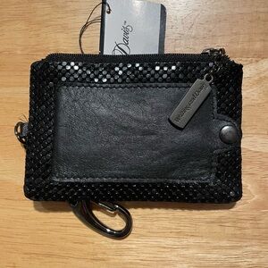 Whiting & Davis Black Key & Card Leather Holder